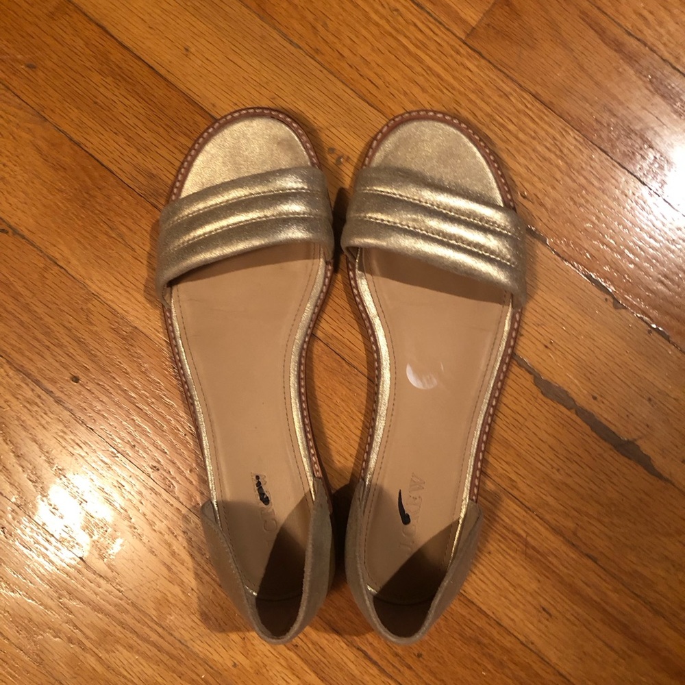 J. Crew flat gold sandals
